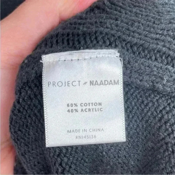 Project Naadam Black Mock Neck Cable Knit Sweater - Picture 8 of 8